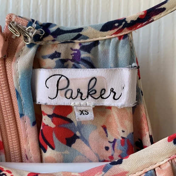 Parker Viola 100% Silk floral pompoms multicolor Romper XS - Picture 2 of 9